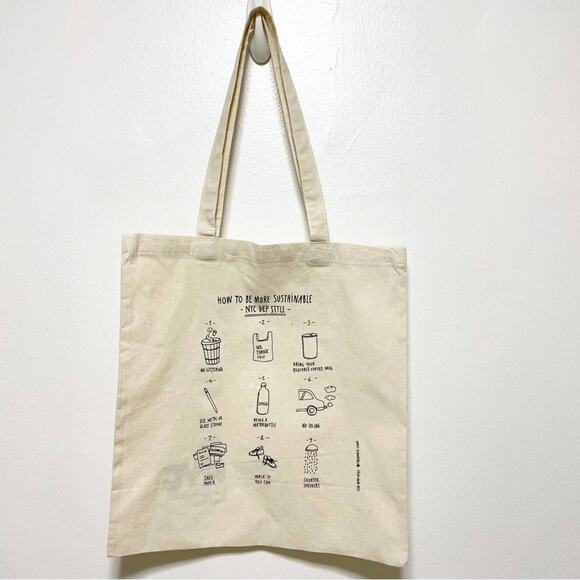 NYC "How to be Sustainable" Cream Tote - Picture 1 of 4